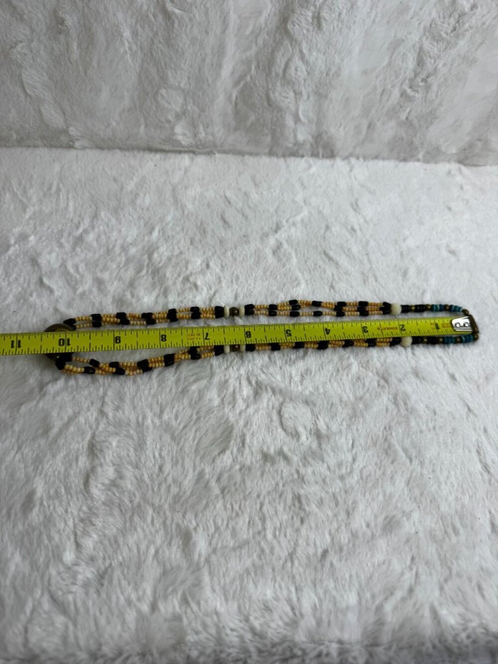 Vintage Ethnic Handcrafted Beaded Necklace Multicolor Brass Accent Bead BoHo - Picture 8 of 8
